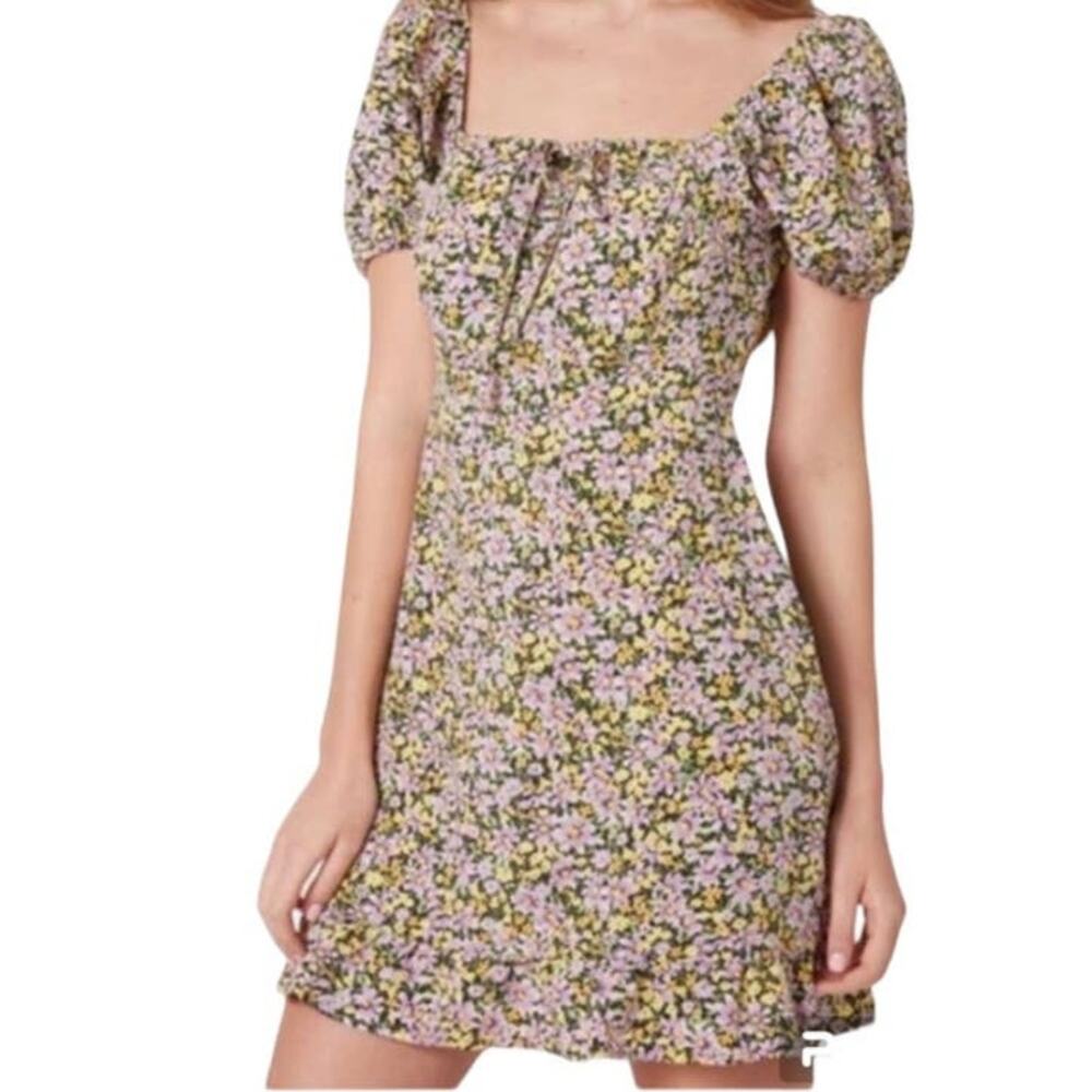 new Sanctuary fresh breeze square neck puff sleeve mini dress ruffle 12 D3 4464